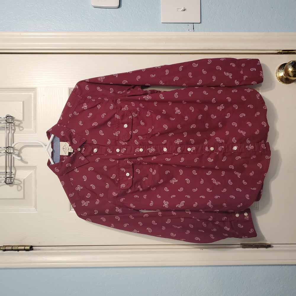 St John's Bay Womens Maroon Button Up Shirt